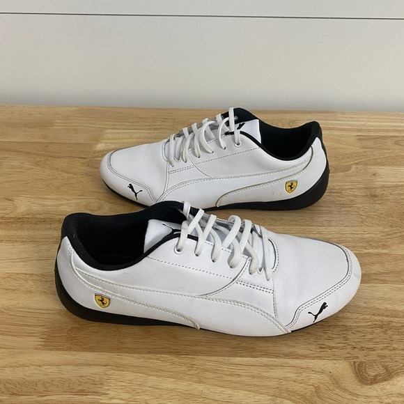 Puma White Leather x Ferrari Drift Cat Scuderia Motorsport Sneakers Men's Size 8 - Picture 7 of 11